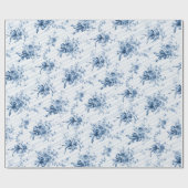 Blue Ribbons and Bows Toile Coquette Pattern  Geschenkpapier (Flach)