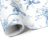 Blue Ribbons and Bows Toile Coquette Pattern  Geschenkpapier (Rolleneckpunkt)