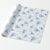 Blue Ribbons and Bows Toile Coquette Pattern  Geschenkpapier (Ungerollt)