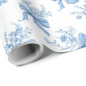 Blue Ribbons and Bows Toile Coquette Pattern  Geschenkpapier (Rolleneckpunkt)