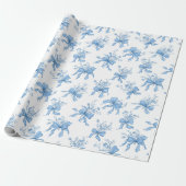 Blue Ribbons and Bows Toile Coquette Pattern  Geschenkpapier (Ungerollt)
