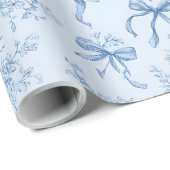 Blue Ribbons and Bows Toile Coquette Pattern  Geschenkpapier (Rolleneckpunkt)