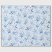 Blue Ribbons and Bows Toile Coquette Pattern  Geschenkpapier (Flach)