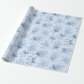 Blue Ribbons and Bows Toile Coquette Pattern  Geschenkpapier (Ungerollt)