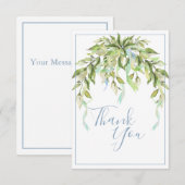Blue Ribbons Greenery Elegant Danke Karte (Vorne/Hinten)