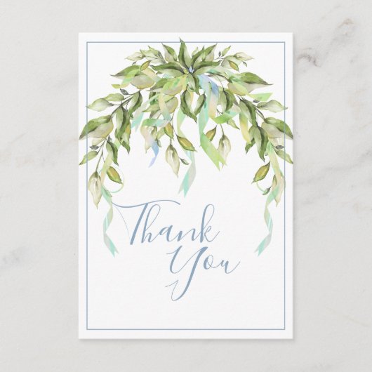 Blue Ribbons Greenery Elegant Danke Karte (Vorderseite)