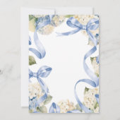 Blue Ribbons & Hydrangeas Elegante Hochzeit Einladung (Rückseite)
