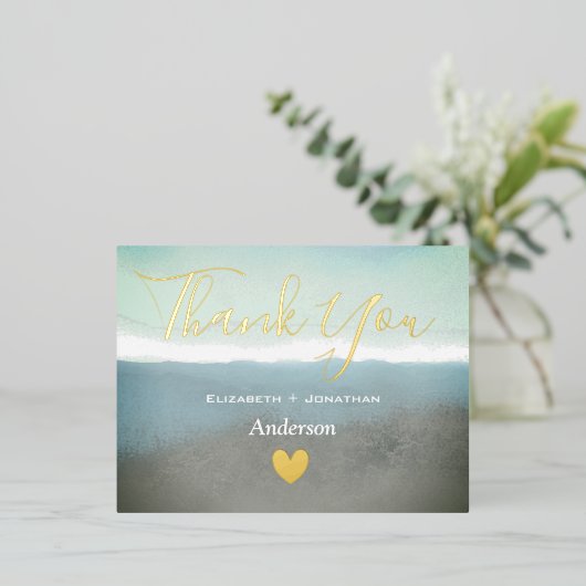 Blue Ridge Berge Danke Gold Folie Einladungspostkarte (Stehend vorne)