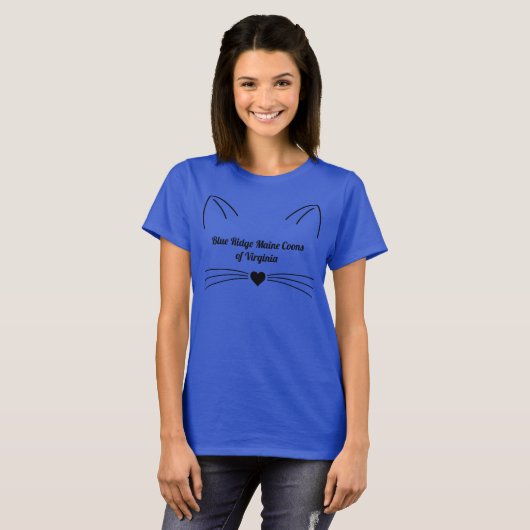 Blue Ridge Maine Coons Cat Face Custom Back T-Shir T-Shirt (Vorne ganz)