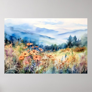 Blue Ridge Mountains Aquarelldruck Poster