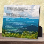 Blue Ridge Mountains Desiderata Plaque Fotoplatte