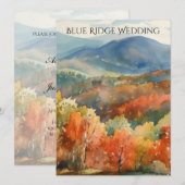 Blue Ridge Mountains Fall Watercolor Wedding  Einladung (Vorne/Hinten)