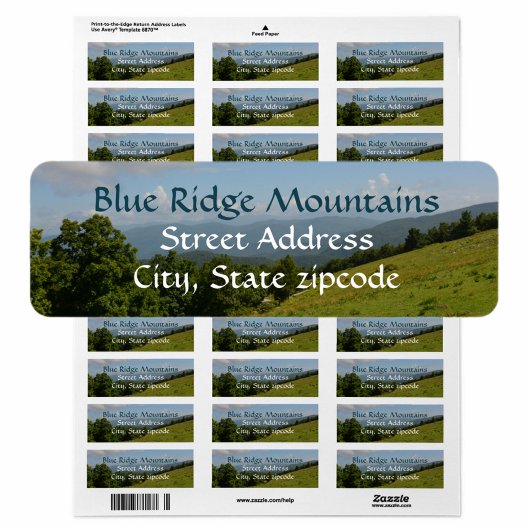 Blue Ridge Mountains Fotografische Rücksendeadress