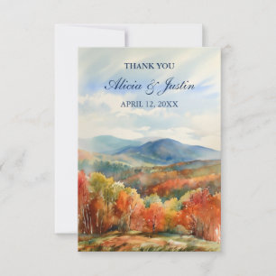 Blue Ridge Mountains Herbst Aquarell Hochzeit Dankeskarte