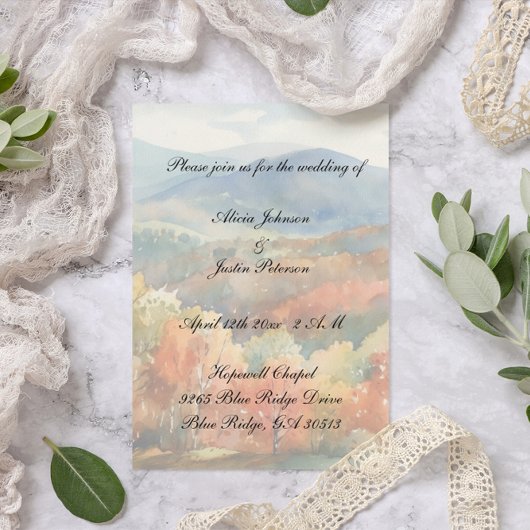 Blue Ridge Mountains, individuell anpassbar Einladung