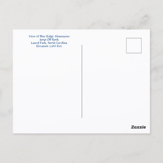 Blue Ridge Mountains Laurel Park Jump Off Rock NC Postkarte (Rückseite)