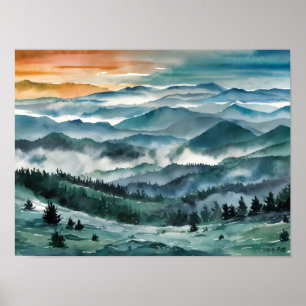 Blue Ridge Mountains Painting Blue Ridge Parkway W Poster