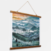 Blue Ridge Mountains Painting Blue Ridge Parkway W Wandteppich Mit Holzrahmen (Gewinkelt)