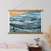 Blue Ridge Mountains Painting Blue Ridge Parkway W Wandteppich Mit Holzrahmen (Schlafzimmer)