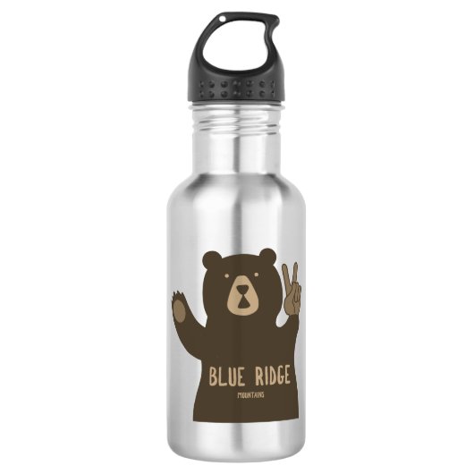 Blue Ridge Mountains Peace Bear Edelstahlflasche (Vorderseite)