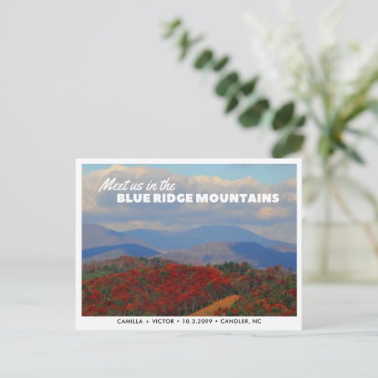 Blue Ridge Mountains Save the Date Postcard Postkarte (Stehend Vorderseite)