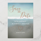 Blue Ridge Mountains Save the Date Rose Gold Folieneinladung (Vorderseite)