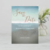 Blue Ridge Mountains Save the Date Rose Gold Folieneinladung (Stehend vorne)