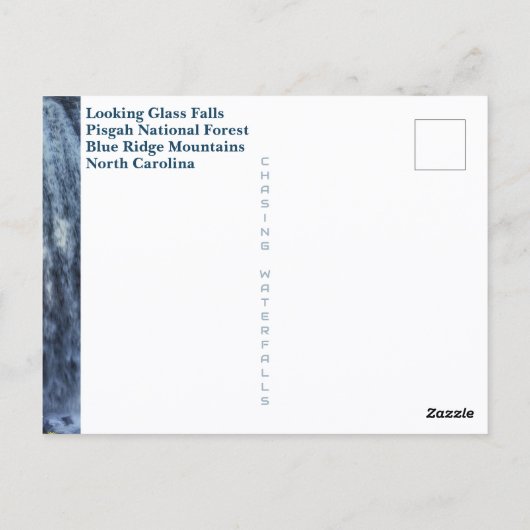 Blue Ridge Mountains Wasserfall Looking Glass Fall Postkarte (Rückseite)