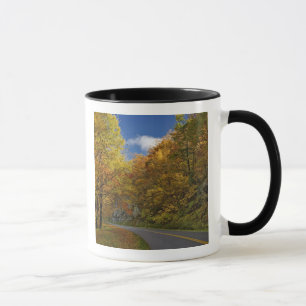 Blue Ridge Parkway, der durch Herbstfarben kurbelt Tasse