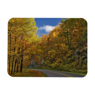 Blue Ridge Parkway in Kurven durch die Herbstfarbe Magnet
