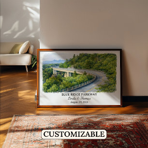 Blue Ridge Parkway North Carolina Poster, Aquarell Poster