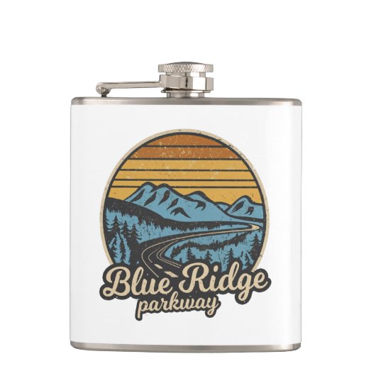 Blue Ridge Parkway Retro Flachmann (Vorderseite)