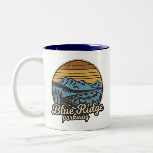 Blue Ridge Parkway Retro Zweifarbige Tasse (Links)