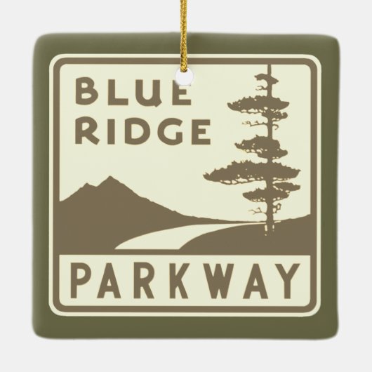 Blue Ridge Parkway Schild Keramikornament (Rückseite)
