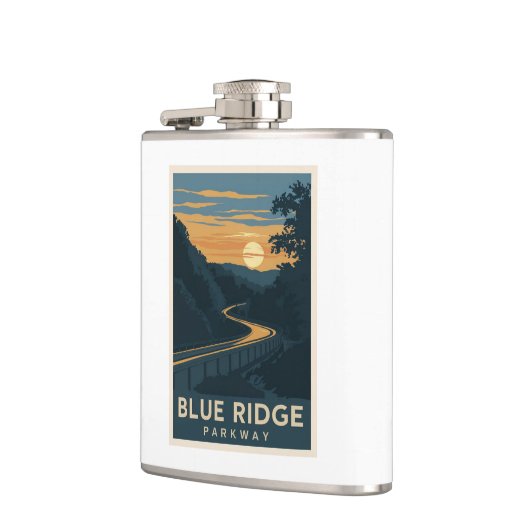 Blue Ridge Parkway Sunset Flachmann (Links)