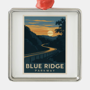 Blue Ridge Parkway Sunset Ornament Aus Metall