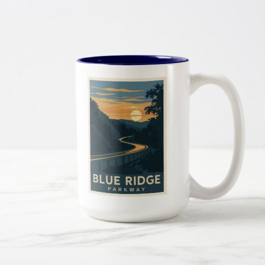 Blue Ridge Parkway Sunset Zweifarbige Tasse (Rechts)