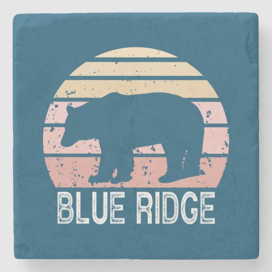 Blue Ridge Retro Bär Steinuntersetzer (Vorderseite)
