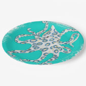 Blue Ring Octopus Aquamarin Art Pappteller (Schrägansicht)