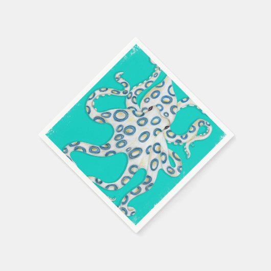 Blue Ring Octopus Aquamarin Art Serviette (Ecke)