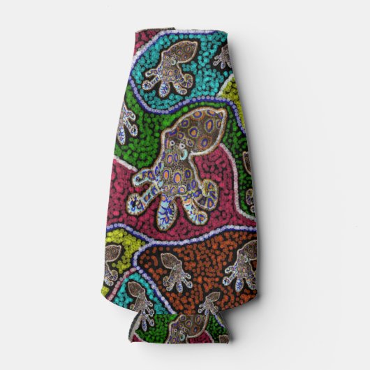 Blue Ring Octopus Dot Art Stubby Holder Flaschenkühler (Vorderseite)