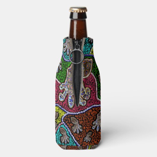 Blue Ring Octopus Dot Art Stubby Holder Flaschenkühler (Flasche Rückseite)