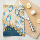 Blue Ring Octopus Indigo Vintag Map Nautic Geschirrtuch (Viertel Falte)