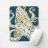 Blue Ring Octopus Indigo Vintag Map Nautic Mousepad (Mit Mouse)