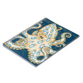 Blue Ring Octopus Indigo Vintag Map Nautic Notizblock (Linke Seite)
