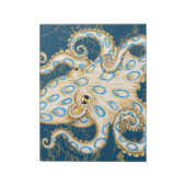 Blue Ring Octopus Indigo Vintag Map Nautic Notizblock (Rotiert)
