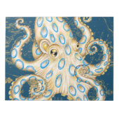 Blue Ring Octopus Indigo Vintag Map Nautic Notizblock (Vorderseite)