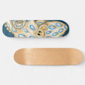Blue Ring Octopus Indigo Vintag Map Nautic Skateboard (Horizontal)