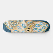 Blue Ring Octopus Indigo Vintag Map Nautic Skateboard (Horizontal)