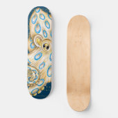 Blue Ring Octopus Indigo Vintag Map Nautic Skateboard (Vorderseite)